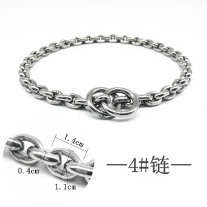 Stainless Steel Dog P-Chain Necklace Large Breed Training Neck Collar Malamute German Shepherd Pet Explosion-Proof Running Neck Ring
