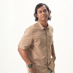 M.Gee Kemeja Casual Lengan Pendek Pria Mgee Original ALTO C124 Light brown