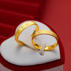 24K Gold Plated Ring 999 Couple Rings 3D Imitation Gold Wedding Valentines Day Gift Fresh out Original Design Alloy Jewelry