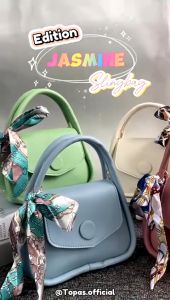 Tas wanita selempang korea style JASMINE kulit sintetis & hiasan syal trend masa kini
