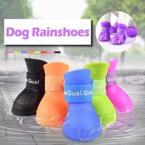 4Pcs Pet WaterProof Rainshoe Anti-slip Rubber Boot For Small Medium Large Dogs Cats Outdoor Shoe Pet Accessories