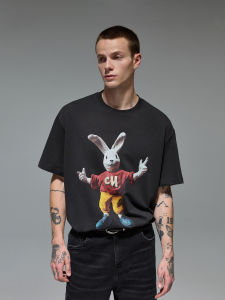 CHINISM | Rabbit 3D Digital Print Pure Cotton Loose Short Sleeve T-Shirt