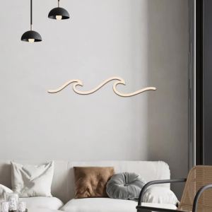 Wave Art Wooden Wall Stickers Modern Minimalist Line Wave Wall Decor for Summer Home Room Office Wood Wall Line Art Decoration