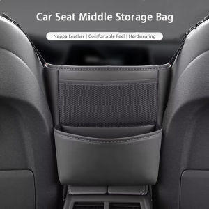 Car Seat Middle Storage Bag PU Leather Car Armrest Hanging Organizer Multifunction Handbag Holder Net Pocket Cup Tissue Storage