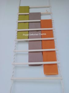Gantungan Jilbab Macrame Aesthetic / Gantungan Hijab Kayu Susun / Ladder Hanger Kerudung