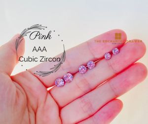 [1Pair] AAA Pink Cubic Zirconia Stainless Steel Screw Earrings | 超闪 粉红 AAA 皓石 不锈钢 螺丝 耳环