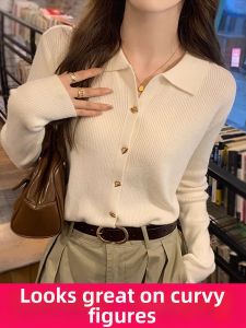 LUQIAN | Oversized Polo Neck Knitwear Autumn Outerwear