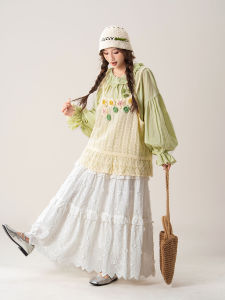 SHANGWEILUO | Lace Hollow Yellow Floral Knit Vest