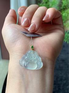 Light Lake Blue Jadeite Smiling Buddha (冰晴水翡翠佛公)