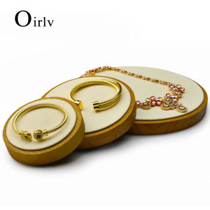 Oirlv Wooden Ring Earrings Bracelet Necklace Jewelry Storage Organizer Display Tray Holder Multifunctional Jewelry Showcase Display Stand SM054 SM055