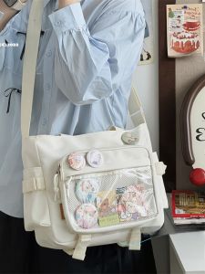 Transparent Large Capacity Simple Style Versatile Bag for Women Ideal for School and Casual Use Soft Nylon Material Pure Color Pattern