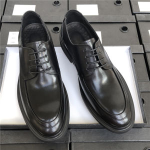 Leather Suit Shoes Mens Business Casual Breathable Work Shoes Wedding Grooming High Quality round Toe Glue Stick Rubber Sole