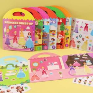 Reusable Cartoon Sticker Book Educational DIY Puzzle Toy for Kids Multiple Scenarios Classic Learning Gift for Children
