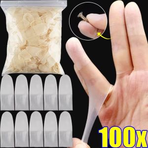 ถุงมือยางสำหรับทำงานกลางแจ้งแขนนิ้วบางเฉียบกันฝุ่นกันถุงมือฟรีไซส์ฝ่น100ชิ้น