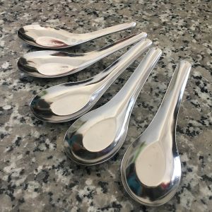 Stainless Steel Thick Childrens Spoon for Eating And Drinking Soup Durable Bamboo Small Spoon for Elderly People Handmade