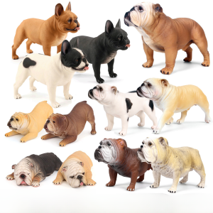 Kids Dog Toy Solid Simulation Bulldog Toy Animal Model Small French Bucket Pet Puppy Desktop Decoration