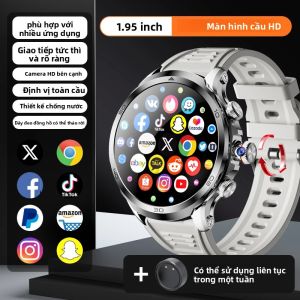 Đồng Hồ Thông Minh H19 8GB+128GB Màn Hình AMOLED 1.95 Inch 190 ° Máy Theo Dõi Sức Khỏe Android Wear Cho Nam Với Camera Xoay Pin 1900mAh GPS Và WiFi