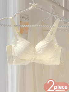 เสื้อชั้นในสตรีทรงเกาะอกบาง ป้องกันการหย่อนคล้อย ช่วยยกกระชับ ทรงเข้ารูป เซ็กซี่ ไร้โครง ขอบลูกไม้ ช่วงไหล่ด้านหน้า 3/4 ทรง V ฤดูร้อน