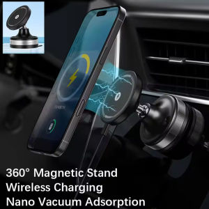 360° Rotation Double-sided Vacuum Suction Cup Car Phone Holder Magnetic Wireless Charging Car Holder Nano Suction Cup Bracket