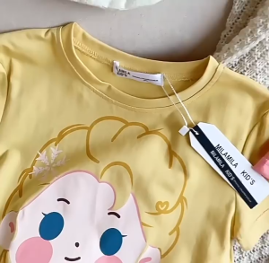 Dress For Kids Girls Short-sleeve T-shirt Spliced Mesh Princess Dress Korean Version Loose Dress