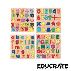 educratePH Wooden Puzzle ABC NUMBER SHAPE preschool puzzle early education colorful