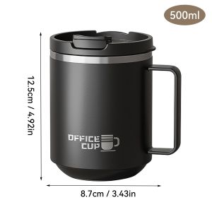 WORTHBUY | Cốc Cà Phê Cách Nhiệt Di Động Bằng Thép Không Gỉ 304 Hai Lớp Có Tay Cầm Giữ Nhiệt Nóng Lạnh An Toàn Với Máy Rửa Chén