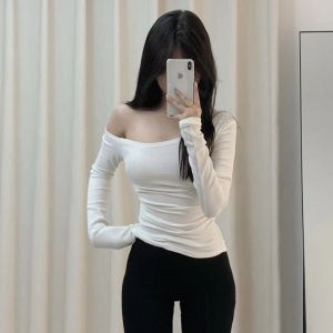 LUOFEN | Chic Off-Shoulder Long Sleeve T-shirt for Women Autumn Winter 2025 New Arrival