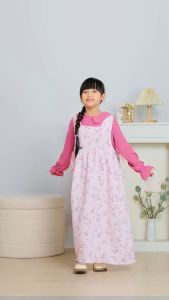 JISOO Setelan Overall Anak Perempuan Ala Korea 3 sampai 15 tahun Bahan Louis Cringkle Elegan Terbaru