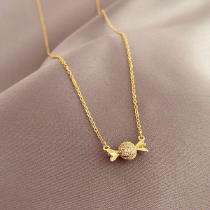 Loga.Py Candy Necklace Womens Elegant Micro-Paved Versatile Sweet Lockbone Chain Fashion Jewelry Accessory