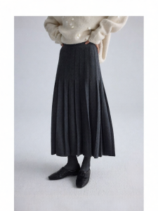 epoque de rueen | Wool Slim Intellectual A-line Grey Skirt