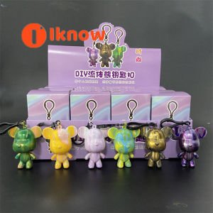 I know DIY Violent Fluid Bear Keychain Fluid Bear Handmade Painting Toys Pendant Gift Creative Graffiti Toys Set