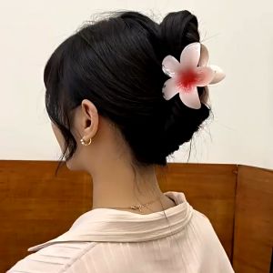 WDS Jepit Rambut Wanita Motif Bunga Kamboja Bahan Akrilik Glossy Jedai Rambut Gaya Korea 8CM A32