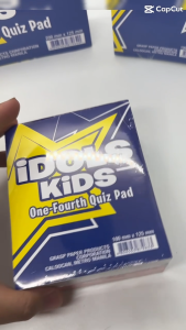 iDOLS Kids Quiz Pad – 10 Pads (½ Crosswise ½ Lengthwise ¼ Size) | School Writing Pad for Students