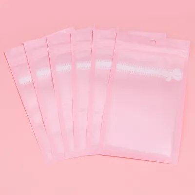 20 Chiếc Màu Hồng Ngọt Ngào Tự Niêm Phong Nơ Tặng Túi Trang Sức Kẹo Gói Dễ Thương Bảo Quản Đồ Trang Trí Cho Bé Gái Di Động Túi Nhựa