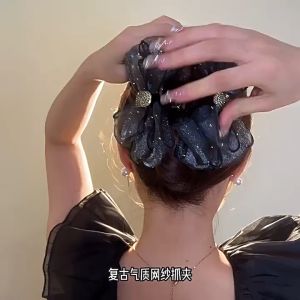 Kẹp càng cua nơ bản to sang trọng phụ kiện tóc phong cách Hàn Quốc