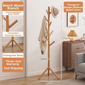 ZHUOHE | Home Clothes and Bag Hanger Oak Wooden Stand