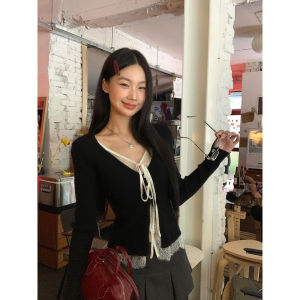 Spring Lace Fake Two-piece Sweater Outerwear