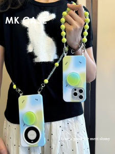 Gradient Blue Huawei Mate60 pro Iphone15 pro Max Phone Case with Chain Crossbody Wrist Chain Creative Protection Cover