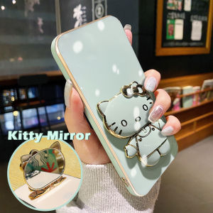 DIENYA Casing Ponsel untuk VIVO Y19 Y5S Z1 Pro Y17 Y15 Y12 Y11 2019 Y16 Y12i Y35 Y56 5G Y15s Y15a Y01 Case pola kucing cantik dudukan desain baru Softcase kamera lensa Casing lipat Plating