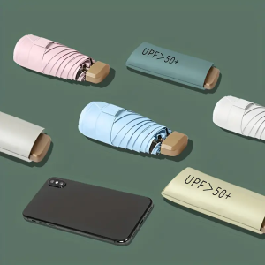 6-Rib Mini Folding Umbrella – Lightweight Aluminum Handle Manual Open/Close Portable Cartoon Design Durable for Rainy Days