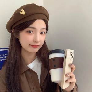 Mũ Beret Mùa Đông Nữ Thời Trang Cổ Điển Hình Trái Tim Phong Cách Họa Sĩ Pháp Mũ Trơn Không Vành Phong Cách Đường Phố Chất Liệu Polyester