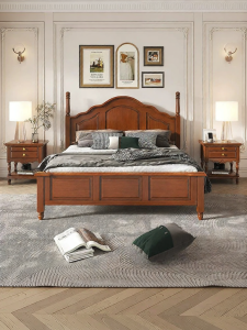 Full Solid Wood Bed Retro American Style 1.8m