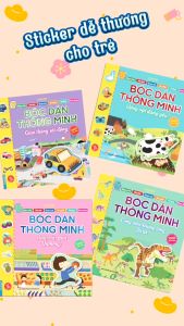 Sách - combo 4c Bóc dán thông minh Giao thông sôi động Động vật đáng yêu Công viên khủng long Rau củ quả YUMMY