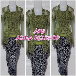 set kebaya wisuda kebaya modern kutubaru sage + rok lilit