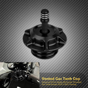 Mactions | Motorcycle Vented Gas Cap Oil Fuel Tank Cover Aluminum Universal For Harley All Female Threaded Gas Tanks Except Touring 23.5-25