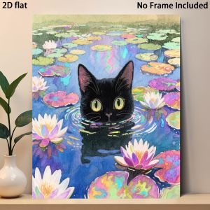 KAYOU | DIY Pictures By Number Cat and Water Lilies Painting By Numbers Drawing on Canvas Hand Painted Picture Art Gift Home Decor