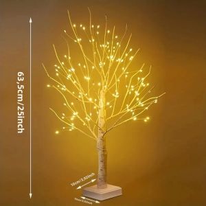 Đèn LED Trắng Ấm Áp Cây Bạch Dương Đèn Ngủ Cành Cây Đèn Trang Trí Cho Phòng Ngủ Phòng Khách Giáng Sinh Halloween Trang Trí Bàn