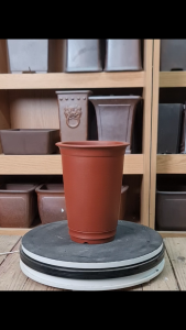 NAMHUY Chậu ống tròn cao gốm tàu CPD627 màu đỏ kích thước cao 23cm miệng 17.5cm phủ bì chất lượng cao gốm tàu