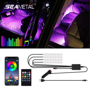 7 Color Car Atmosphere Lamp LED Foot Light Deocration Neon Light with APP Sound Control