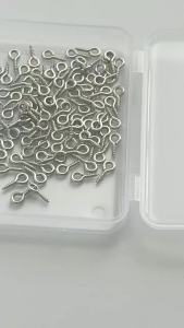100pcs Mini Screw Eye Pin Pegs 8 X 4mm Hooks Self-Tapping Screws for Arts & Crafts Cork Top Bottles DIY Jewelry Making (Silvery)